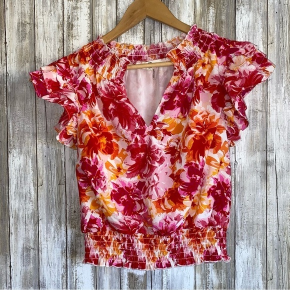 entro Tops - Entro Rhys Pink & Orange Floral Blouse